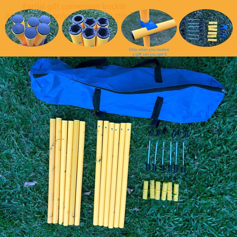 sinmajor Dog Agility Equipment, Agility Poles, Dog Jumps, Outdoor Obstacle Course with 6 Weave Poles and Adjustable Jump Bar, Partial Gift Conversion Buckle (Blind Box) Yellow - Image 3